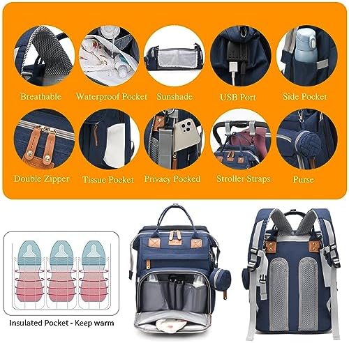 Astro alan Baby Diaper Bag with Changing Station, Waterproof Diaper Bag Backpack for Moms Dads with USB Charging Port, Baby Shower Gifts, Baby essentials, Blue - Image 5