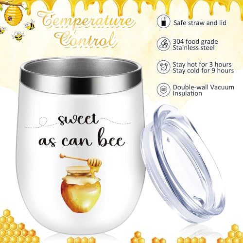 Hoolerry 6 Set Baby Shower Cups, 12oz Stainless Steel Tumbler, Bee Honey - Image 4