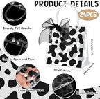 Hosuly 24 Pcs Cow Print Clear Gift Bags with Handle, Transparent PVC Tote - Image 2