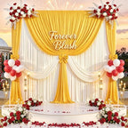10 ft x 10 ft Wrinkle Free Yellow Backdrop Curtain for Parties, Yellow Polyester Photo Backdrop Drapes,Thick Background 2 Panels 5ft x 10ft for Baby Shower Wedding Birthday Party Backdrop Stand - Image 4