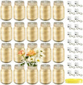 20 Pcs Painted Mason Jars with 20 Light Strings and 1 Ribbon Gold Glass Centerpiec Jars for DIY Table Wedding Housewarming Home by UCEHIPAW