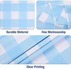 Kesfey 12 Packs Light Blue Gingham Tablecloth Pale Blue and White Checkered Tablecloths 54 x 108 Inch Disposable Plastic Gingham Tablecovers Waterproof Rectangle Picnic Table Cover for Birthday Party - Image 2