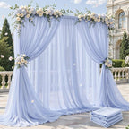 20ft×10ft Wrinkle Free Baby Blue Backdrop Curtain Drapes, 4 Panels 5ftx10ft Sheer Tulle Chiffon Backdrop Panels Curtains for Wedding Baby Shower Birthday Party Stage Photo Home Decorations by Unknown