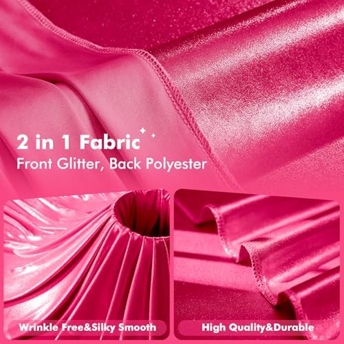 20x10ft Shimmer Hot Pink Sequin Backdrop Curtain for Parties, Thick Wrinkle Free Glitter Fuchsia Photo Backdrop Drapes Curtains for Birthday Wedding Halloween Photography Background-4 Panels 5x10ft - Image 5