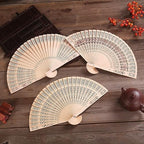 Sunflower Sandalwood Hand Fans Set of 50 Folding Wedding Favors Gift - Image 3