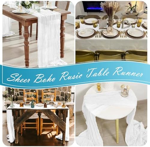 30 Pack White Cheesecloth Table Runner 17 x 108 inch Cheese Cloth Table Runners 9ft White Table Runner Rustic Romantic Sheer Gauze Runner for Wedding Party Baby Shower Table Decoration - Image 7