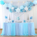 Tulle Table Skirt Blue Tutu Striped Table Skirts for Rectangle Tables Baby Shower Under the Sea Baby Shark Birthday Parties Decoration 14ft by Besutolife