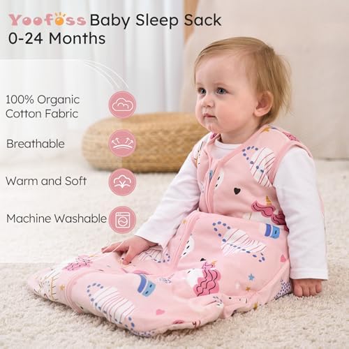 Yoofoss Baby Sleep Sack 18-24 Month 2.5TOG 100% Organic Cotton 2-Way Zipper - Image 2