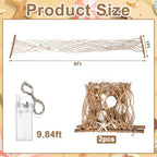 Moukeren 2 Pack 5ft Fishing Net Table Runner Lights Seashell Table Runner - Image 2