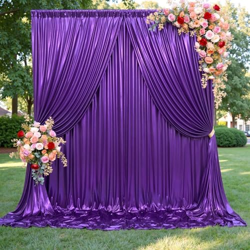 20ftx10ft Shimmer Purple Sequin Backdrop Curtain for Parties, Thick Wrinkle Free Glitter Backdrop Drapes Photo Back Drop Curtains for Birthday Wedding Halloween Photography Background-4 Panels 5x10ft by LeegleriTableSkirt