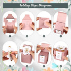 Affrolling 50 Pcs Wedding Favor Boxes, Square Flower Gift Box Party, Pink - Image 4