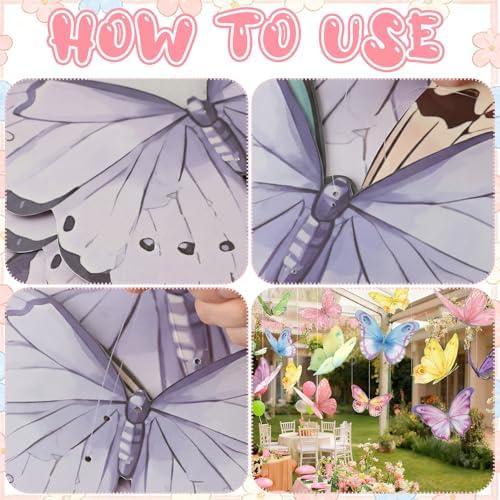 18 Pcs Large Butterfly Party Decor 3D Watercolor Paper Hanging - Image 3