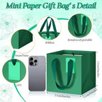 Windyun 100 Pcs Mini Paper Gift Bags with Handle 6 x 6 x 6'' Square Small Favor Bag with DIY Thank You Tag for Christmas Birthday Wedding Bridal Shower Bridesmaid Graduation Party (Green) - Image 2