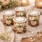 Personalized Candle Wedding Favors for Guests,Rustic Wooden Tealight Candle Holder Set with Name and Date,Thank You Favors, Baby Shower/Bridal Shower Favors for Guests (10pcs) - Image 6