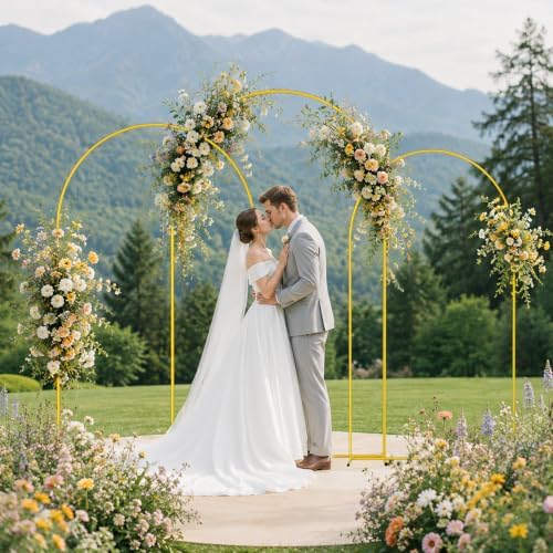 EMART 8/7.2/6.6Ft Metal Arch Backdrop Stand Set 3 for Wedding Party Balloon - Image 6