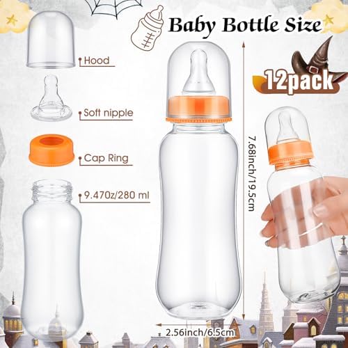 Trelaco 12 Pcs Halloween Baby Shower Game Bottle Chug Wooden Sign - Image 4