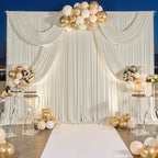 30 ft x 10 ft Wrinkle Free Beige Backdrop Curtain for Parties, 6 Panels 10ft Polyester Beige Photo Backdrop Drapes for Graduation Birthday Wedding Party Stage Curtains - Image 3