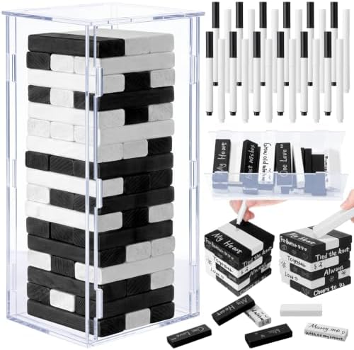 Junkin 79 Pcs Wedding Guest Book Alternative, Black and White Wooden Blocks by Junkin