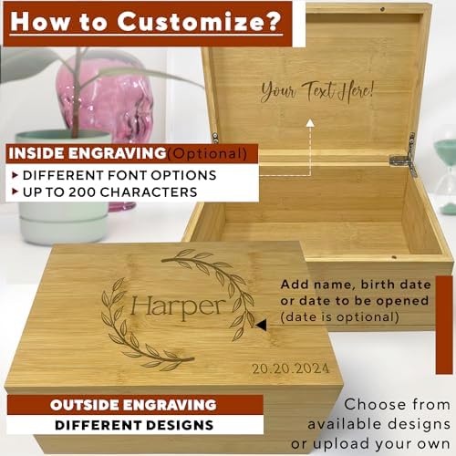 Custom Newborn Keepsake Box, Baby First Birthday Memory Box for Kids - Image 4