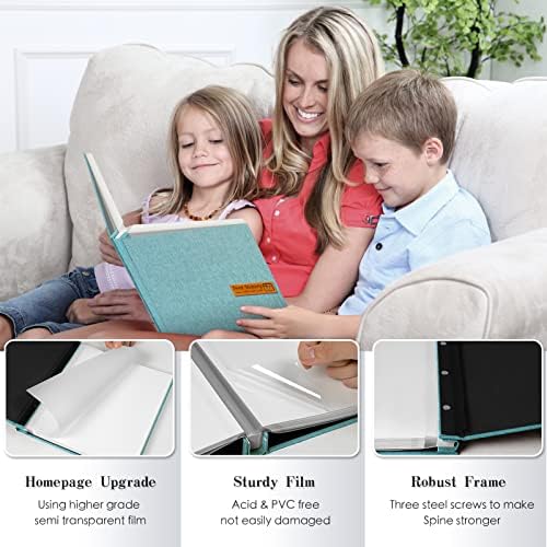 Spbapr Large Photo Album Self Adhesive Magnetic Scrapbook,DIY Scrapbook Album for 4x6 5x7 8x10 Picture,40 Pages Linen Cover Memory Book for Wedding Family Baby Pets, with Metallic Pen and Scraping - Image 3