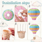 Meooeck 10 Pcs Hanging Hot Air Balloon Decorations Paper Lanterns 12 Inch Reusable Hot Air Balloon Decor Paper Lanterns Set for DIY Craft Wedding Birthday Christmas Home Living Room (Colorful) - Image 3