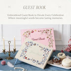 Embroidered Wedding Guest Book, 9 x 7 in, 160 Acid-Free Pages (Ivory) - Image 2