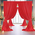 40ft×8ft Red Wrinkle Free Backdrop Curtains for Parties, 8 Panels 5×8ft Soft Silky Photo Backdrop Drapes for Wedding Birthday Party Baby Shower Mother's Day Red Themed Party Photography - Image 6