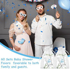 60 Sets Baby Shower Favors for Guests Acrylic Shot Glasses Boy Girl Theme Party Gift with Clear Shot Glasses Thank You Card Organza Bag Tea Party Favor Thank You Gifts for Gender Reveal(Boy) - Image 7