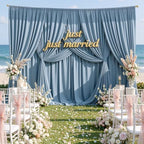10x14ft Dusty Blue Backdrop Curtains for Wedding Party, 2 Panels 14 ft Long Back Drop Cloth, Wrinkle-Free Polyester Drapes for Birthday, Baby Shower, Stage Photography Background - Image 7