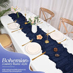 20 Pack Navy Blue Table Runners 17 x 108inch Cheesecloth Table Runner Rustic Boho Gauze Sheer Fabric Cheese Cloth Table Runner for Wedding Party Bridal Baby Shower Birthday Spring Table Decor - Image 4