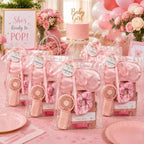 6 Set Summer Baby Shower Prizes for Game Winners, Pink Handheld Fan Favor - Image 4