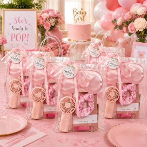 6 Set Summer Baby Shower Prizes for Game Winners, Pink Handheld Fan Favor - Image 4