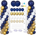 Navy Blue and Gold Balloon Column Stand Kit Set of 2 for Floor by ZyloonDecoration