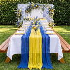 6 Pcs Blue Yellow Party Decorations Amalfi Coast Table Runner - Image 3