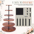 Willinglong 6 Tier Large Cupcake Stand for 80 Cupcake Rustic Tower Tree 360° Rotatable Cupcakes Holder Wood Dessert Table Display Dessert Stand for Birthday Graduation Baby Shower Wedding Party - Image 5