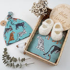 Miaoberry 100% Organic Cotton Baby Muslin Swaddle Blanket Set|Tiger in Teal| Gender Neutral for Boys Girls| Hospital Home Coming Receiving Blanket |Newborn Unisex - Image 2