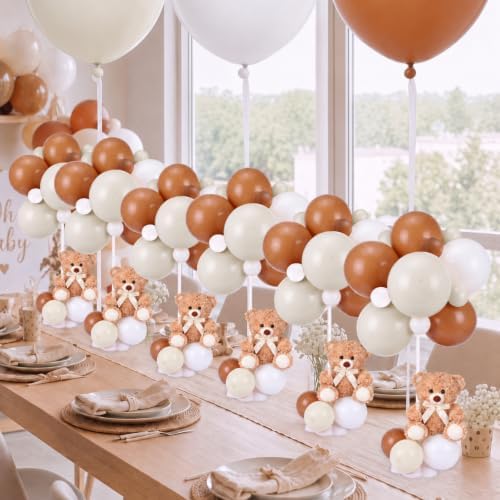 6 Sets Bear Baby Shower Decorations, Centerpieces,Beige White by Unknown