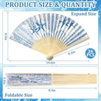 Karenhi 36 Pcs Beach Paper Fans Bulk Blue Coastal Party Folding Hand Fans - Image 2