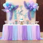 14ft Pink Blue Purple Tulle Table Skirts for Mermaid Baby Shower Birthday Party Wedding Pastel Tutu Table Cloth Cover for Rectangle Tables or Round Tables for Unicorn Cake Dessert Table Decorations by Suppromo