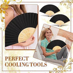 Yinkin 100 Pack Folding Hand Fans Bamboo for Party Favors, Black - Image 5