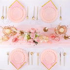 LIYH 210pcs Pink Gold Scalloped Plastic Plates, Elegant Party Dinnerware - Image 5