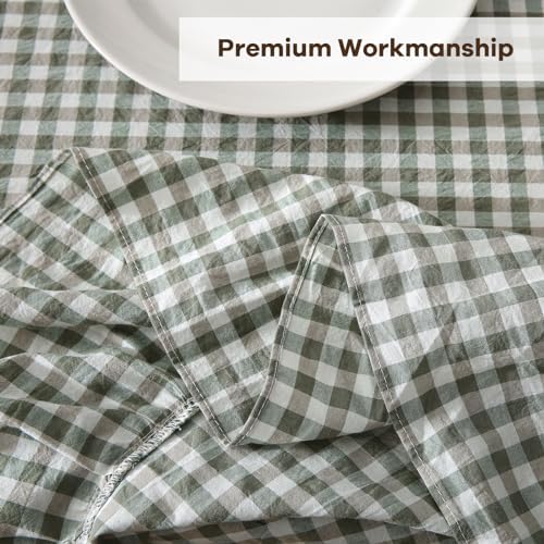 Sage Green White Gingham Ruffle Tablecloth Rectangular 120“x60” - Image 5