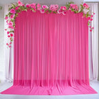 10ft x 10ft Hot Pink Backdrop Curtains, Wrinkle-Free Sheer Chiffon Fabric Photo Backdrop Drapes for Wedding Arch Party Ceremony Stage Photography Decorations - Image 2