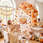 Tegeme 7.2ft A Little Cutie Pie is on The Way Arch Backdrop Cover Fall Baby Shower Decoration Large Orange Pie Backdrop Party Favor for Gender Reveal Welcome Party Supply Photo Background Decoration - Image 4