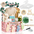 Giftacity Wooden Baby Shower Crate, Large Pink Personalized Gift Basket by %E2%80%8EGIFTACITY