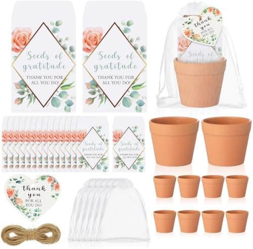Ctosree 24 Sets Appreciation Gifts Thank You for All You Do Seed Packets Flowerpot Thanks Tags Organza Bags for Coworker Staff Employee Nurse Appreciation Gifts by Ctosree