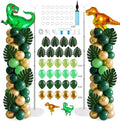 2 Sets Dinosaur Balloon Column Stand Kits Adjustable Green Gold Balloons Column Kit with Monstera Jungle Dinosaur Themed Tower Stand Kit for Dinosaurs Birthday Kids Baby Shower Party Supplies by Unknown