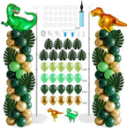 2 Sets Dinosaur Balloon Column Stand Kits Adjustable Green Gold Balloons Column Kit with Monstera Jungle Dinosaur Themed Tower Stand Kit for Dinosaurs Birthday Kids Baby Shower Party Supplies by Unknown
