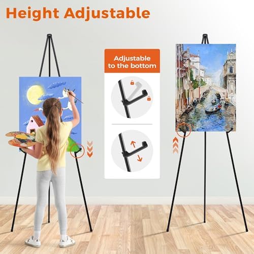 ARTASY 63" Easel Stand for Wedding Signs, Black, 2 Packs with Carry Bags - Image 4