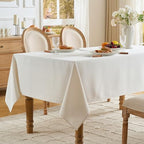 White Rectangle Tablecloth 60 x 120 Inch Machine Wash Indoor & Outdoor - Image 2